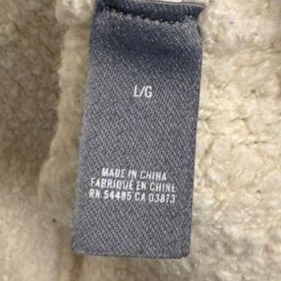 Aerie Mock Neck Sherpa Fleece Sweater Pullover Relaxed Wool Blend Cream Large - Picture 5 of 6